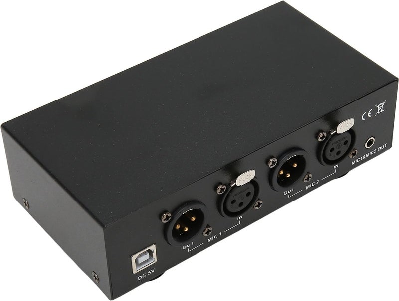 Heayzoki 2 Channel 48V Power Supply, Universal Compact Power with XLR Cable, 3.5MM Sound Cable, for Condenser Microphone Music Recording Equipment - Image 1